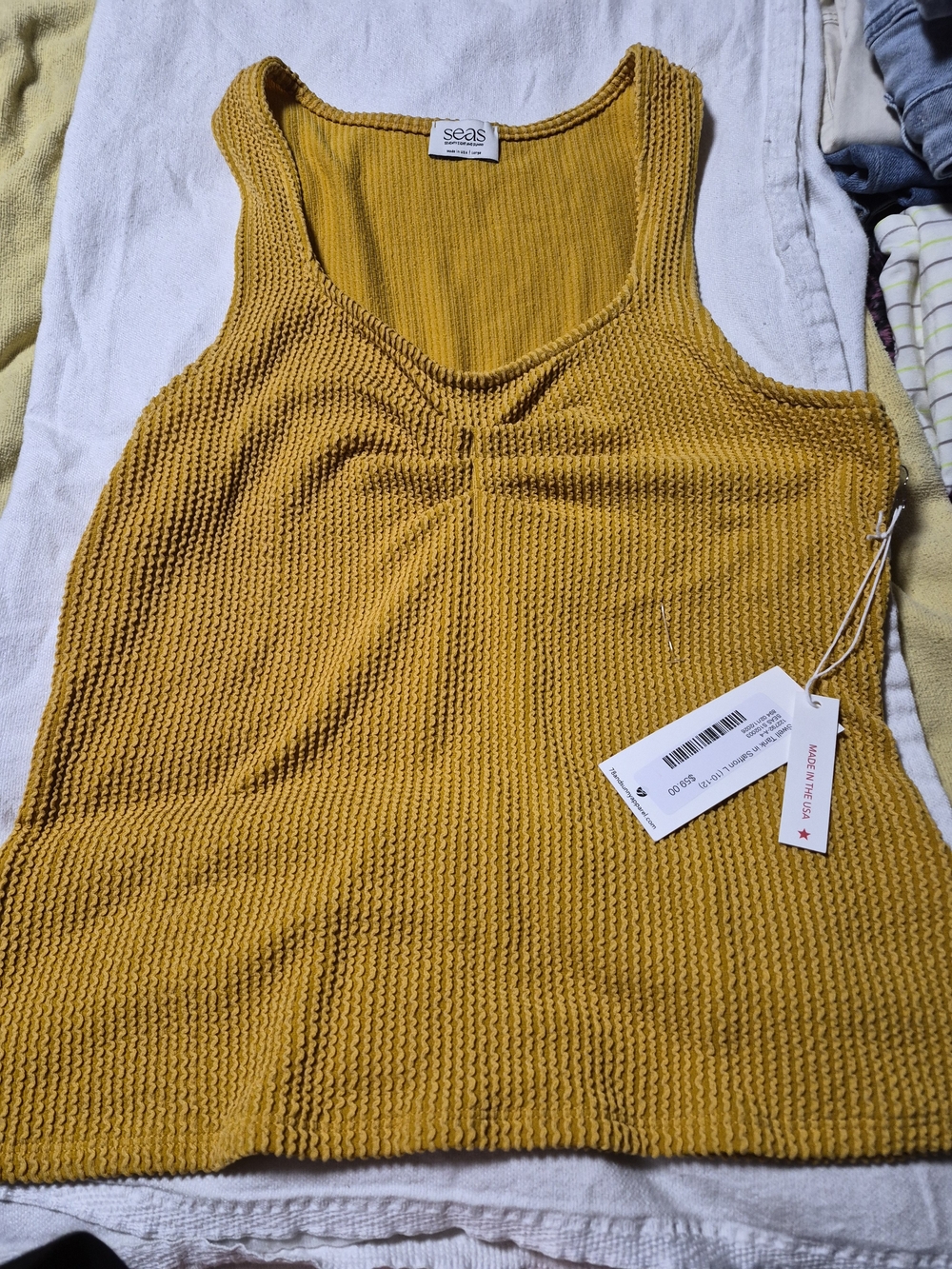 Sears Mustard Knit Tank Top - Yellow Ribbed Sleeveless